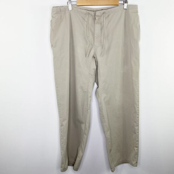 Club Monaco Tan Khaki Drawstring Straight 100% Cotton Pants Men's Size Medium M - Picture 1 of 7